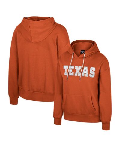 Женское худи Colosseum Texas Longhorns Reflection Rhinestone Drawcord Pullover Orange