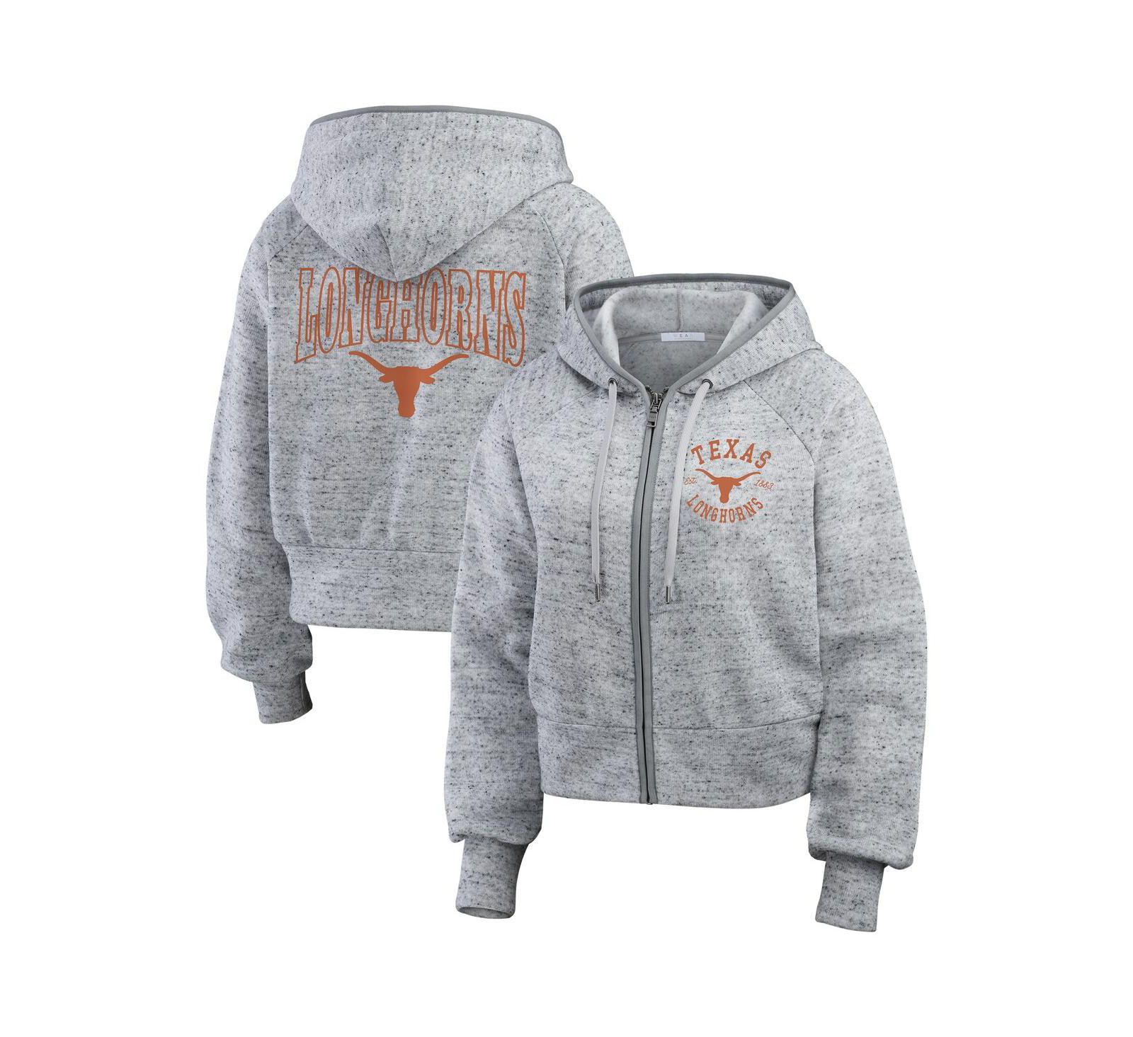 Худи WEAR by Erin Andrews с длинным рукавом, серая меланж, Texas Longhorns