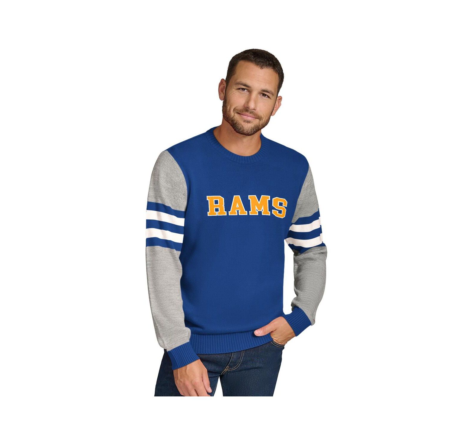 Tommy Hilfiger Мужской джемпер Los Angeles Rams, акриловый, серый/королевский синий