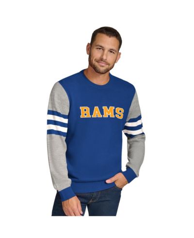 Tommy Hilfiger Мужской джемпер Los Angeles Rams, акриловый, серый/королевский синий