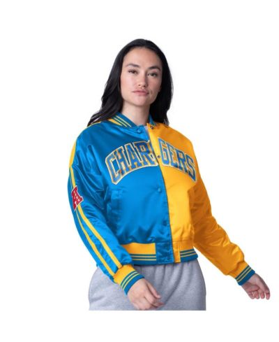 Женская атласная куртка Starter Los Angeles Chargers, голубая с золотом