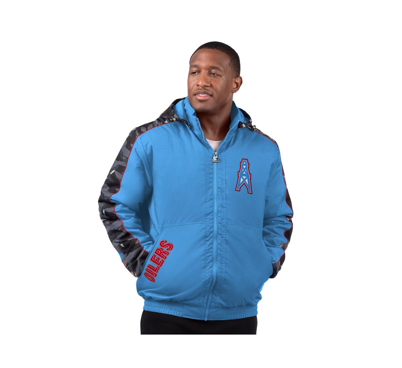 Starter Men's Light Blue Houston Oilers Thursday Night Gridiron Full-Zip Hoodie Jacket