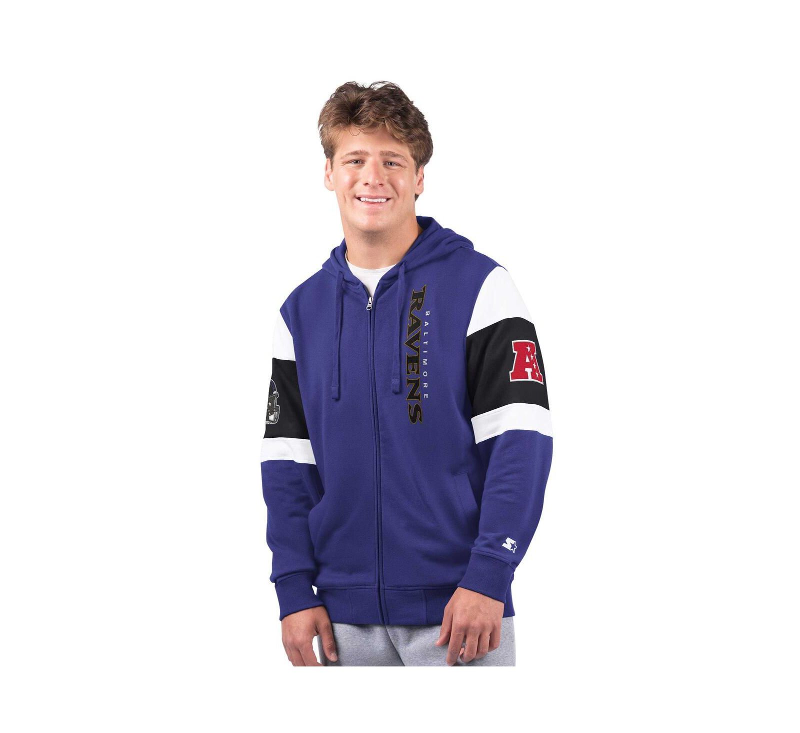 Мужское худи на молнии Starter Baltimore Ravens Extreme фиолетового цвета