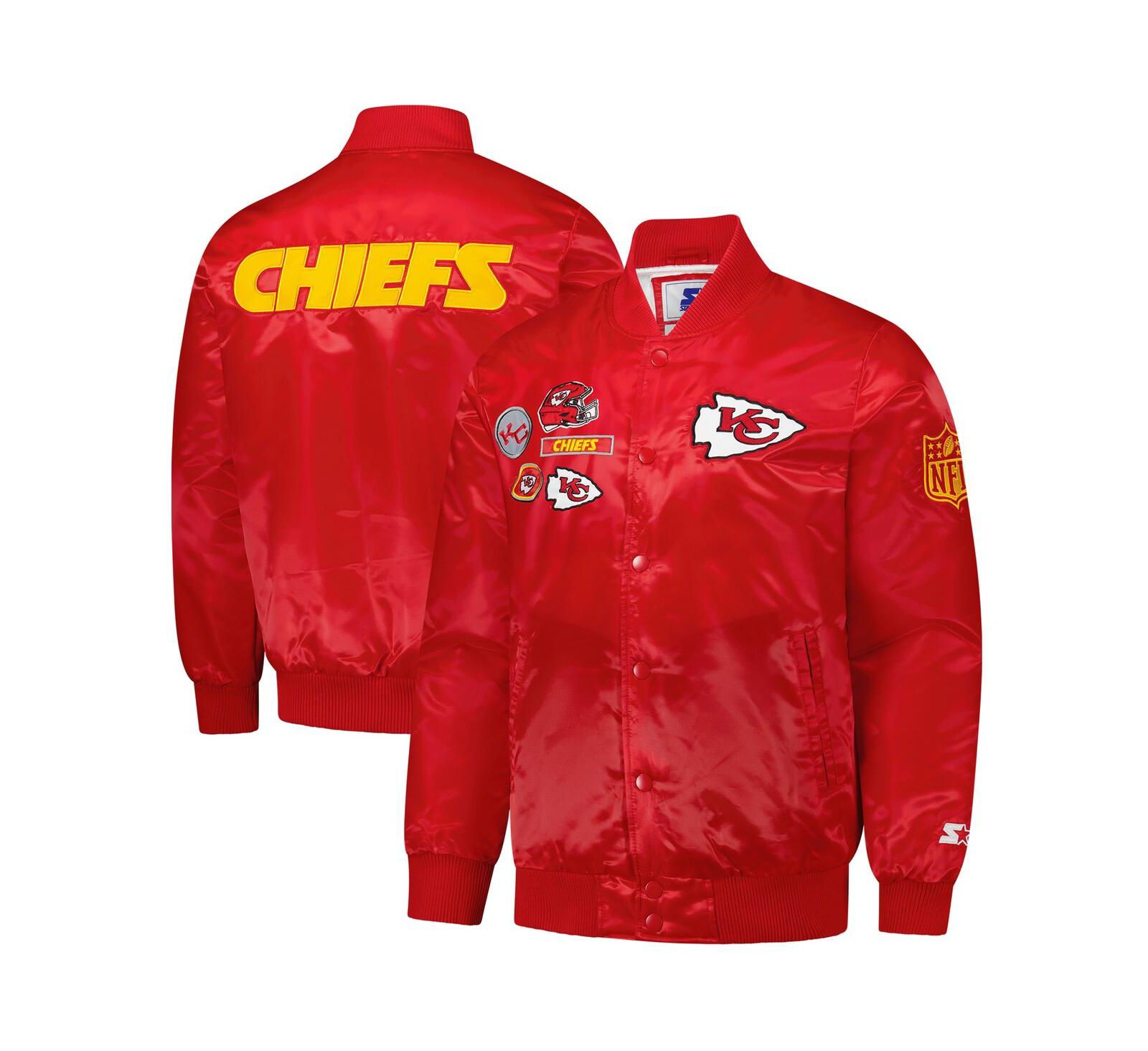 Starter Men's Red Kansas City Chiefs Exclusive Satin Full-Snap Varsity Jacket