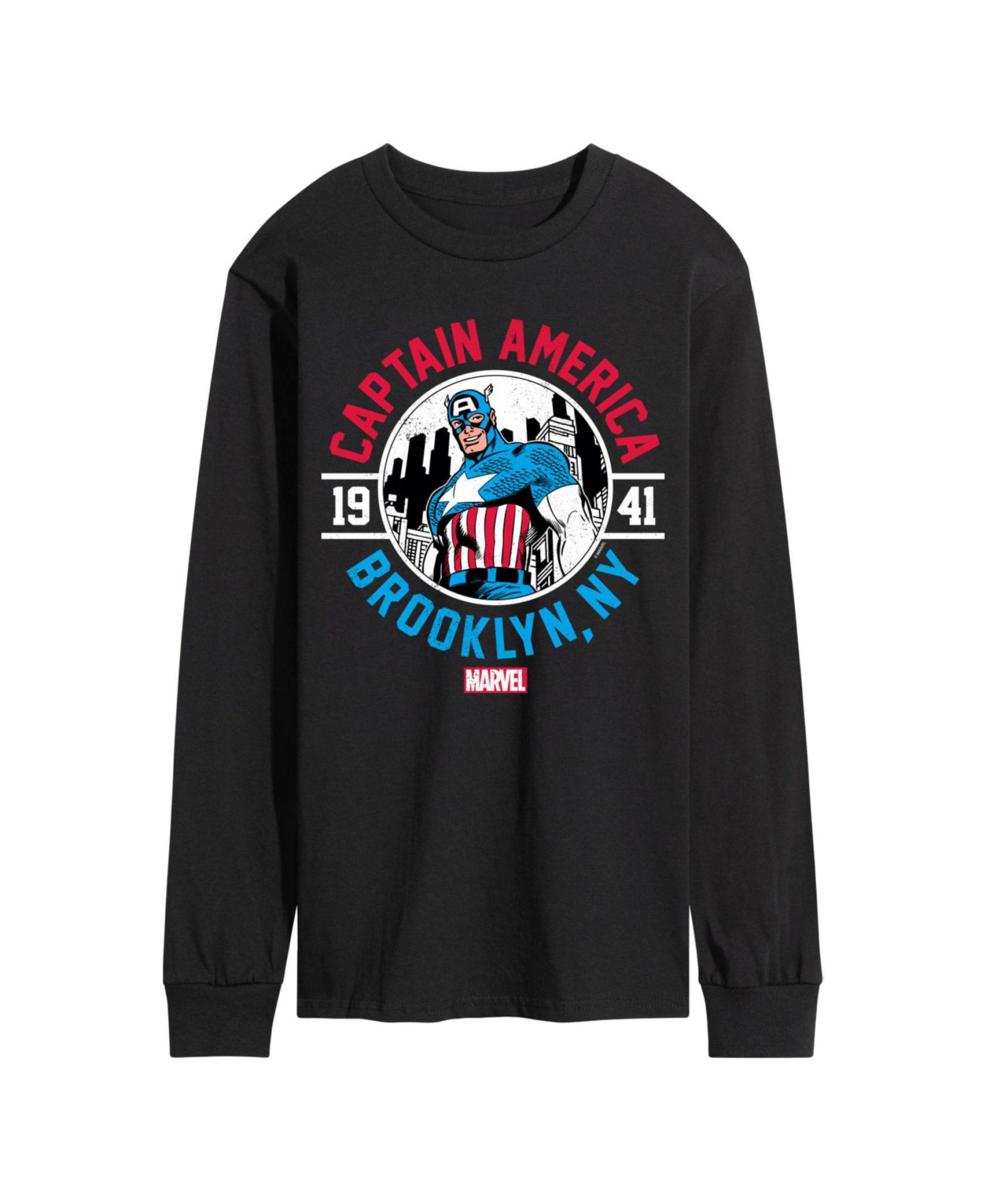 Мужская футболка AIRWAVES Men's Captain America Brooklyn NY Long Sleeve T-Shirt