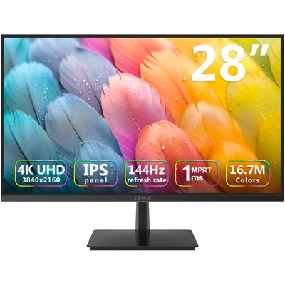 Z-EDGE 28" 4K 3840 x 2160 144Hz 1ms IPS игровой монитор, HDR10, HDMI 2.1, DP 1.4, FreeSync