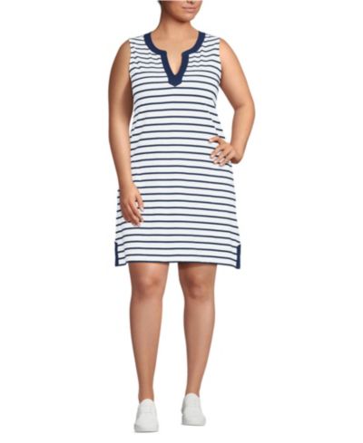 Lands' End платье из хлопкового джерси Plus Size с вырезом