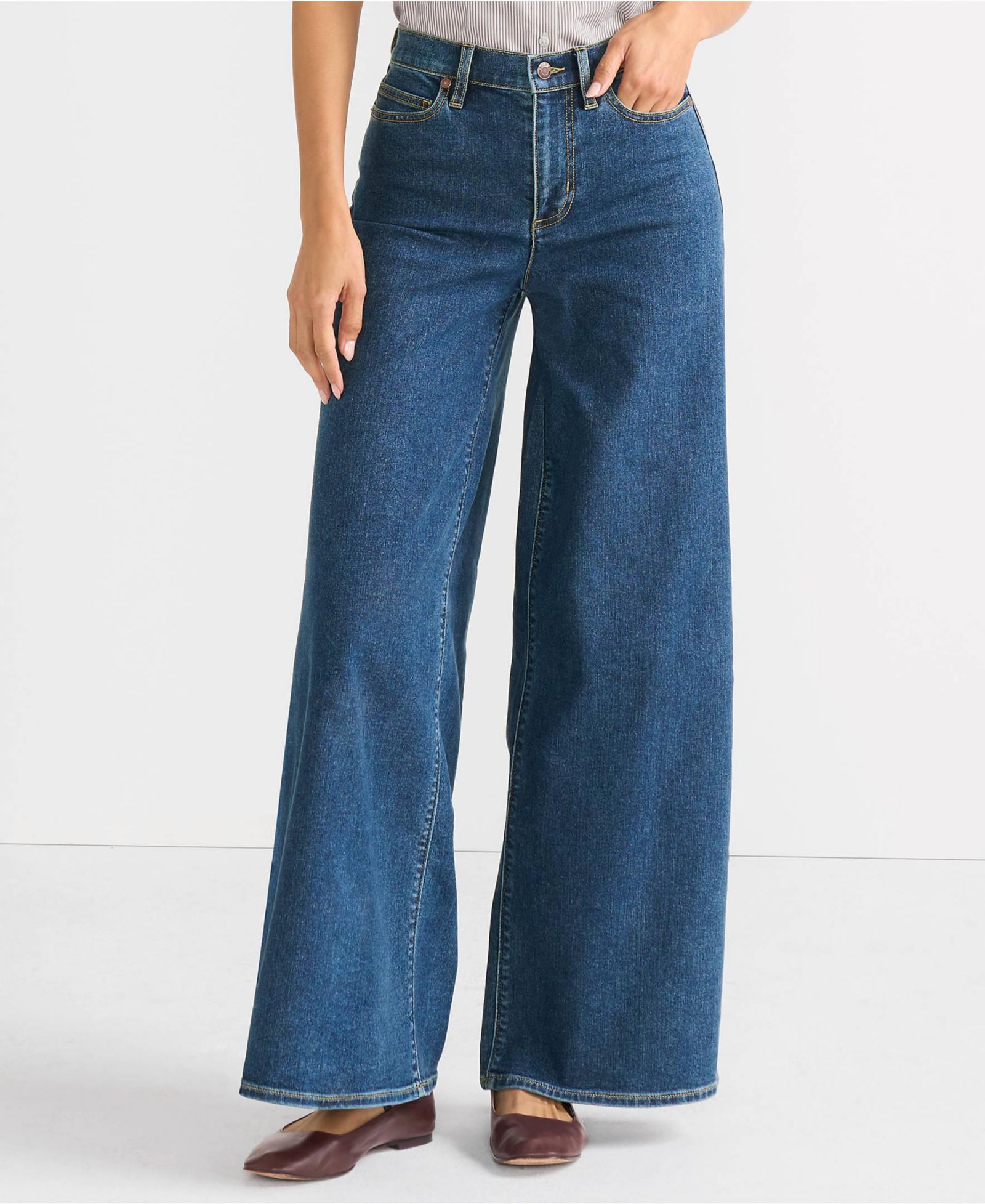Lands' End Women's Recover Denim High Rise Extra Wide Leg Jeans