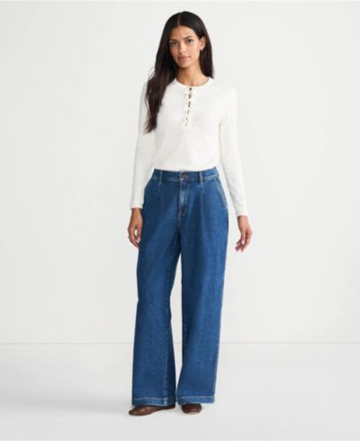 Lands' End Petite джинсы с высокой талией и широкими брючинами