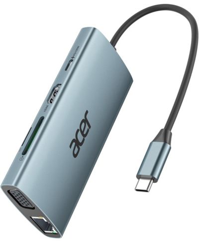 acer USB C хаб с 4k HDMI, адаптер 9-в-1 USB C в Ethernet, док-станция USB-A 3.0 5Gbps, зарядка PD 100W, картридер SD, разветвитель USB на VGA для MacBook, ноутбуков, Surface и др.