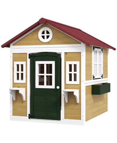 Slickblue Outdoor Wood Playhouse with Windows and Doors, Ages 3-8
