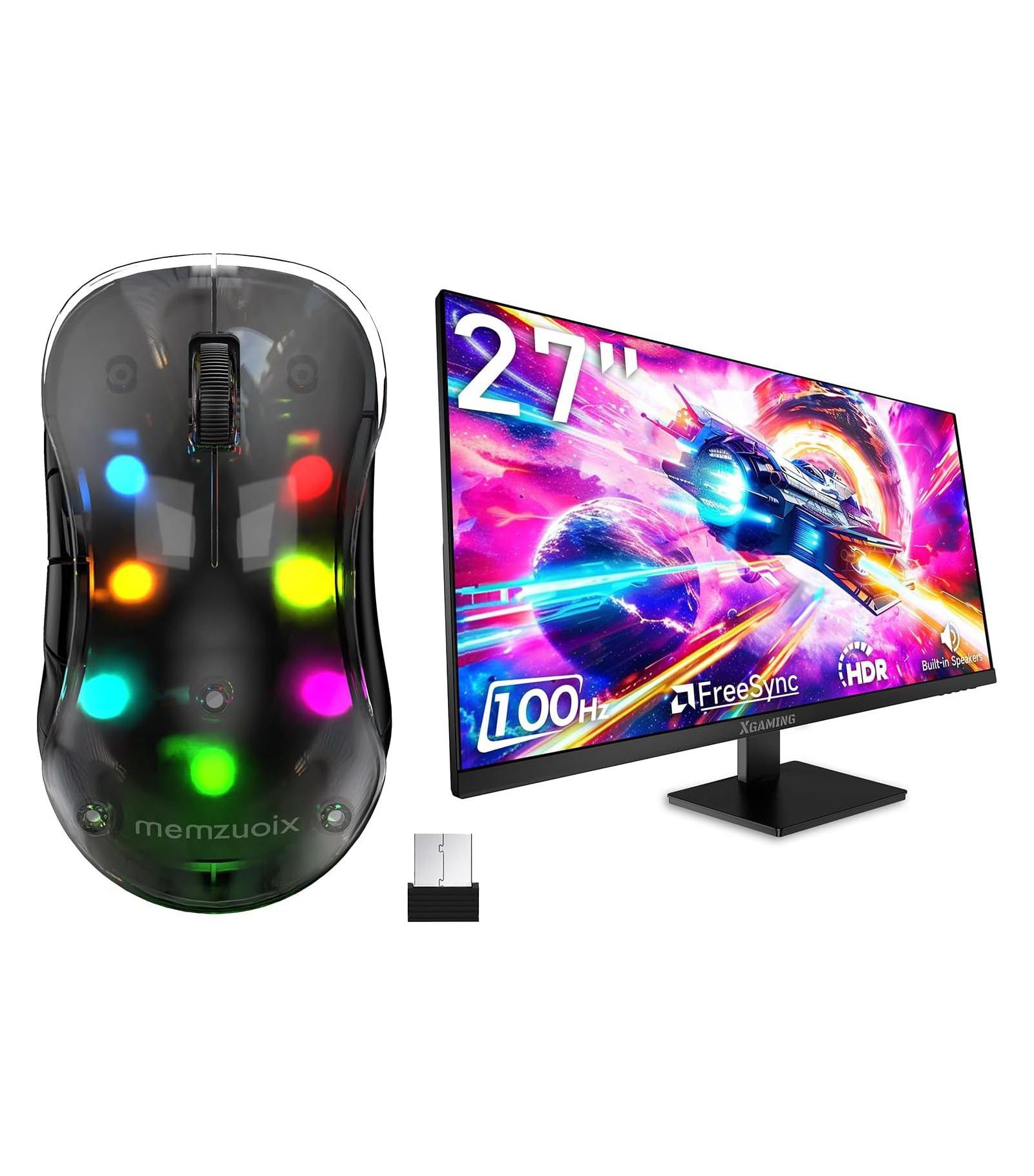 Memzuoix 27" FHD 100Hz Gaming Computer Monitor and Wireless Mouse