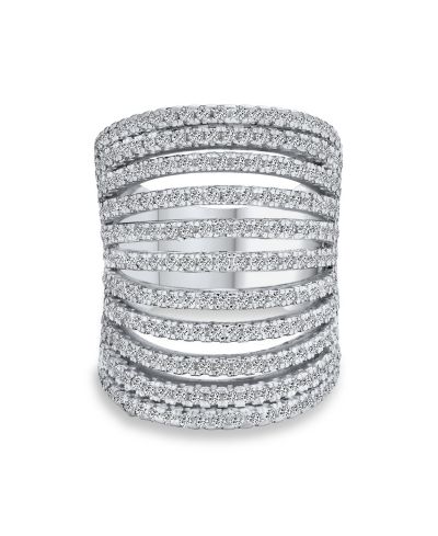 Коктейльное кольцо Bling Jewelry Modern Fashion CZ Pave Full Finger Statement Ring.925 Sterling Silver