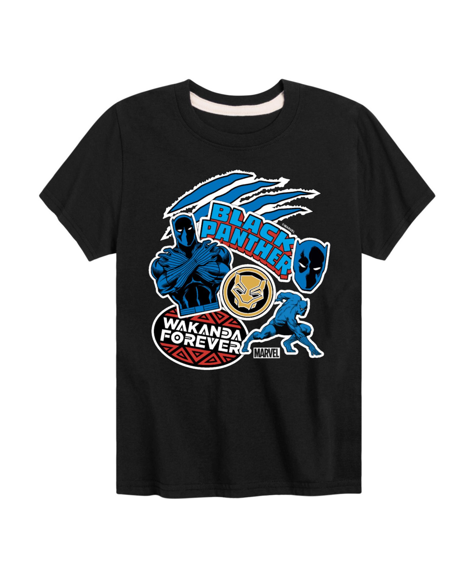 Black Panther Big Boys Black Panther Stickers Graphic T-Shirt