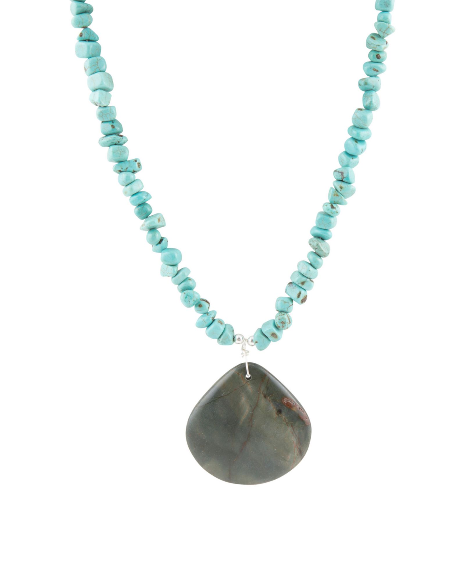 Подвеска Barse Pueblo Blue Turquoise Magnesite and Jasper Sterling Silver Teardrop