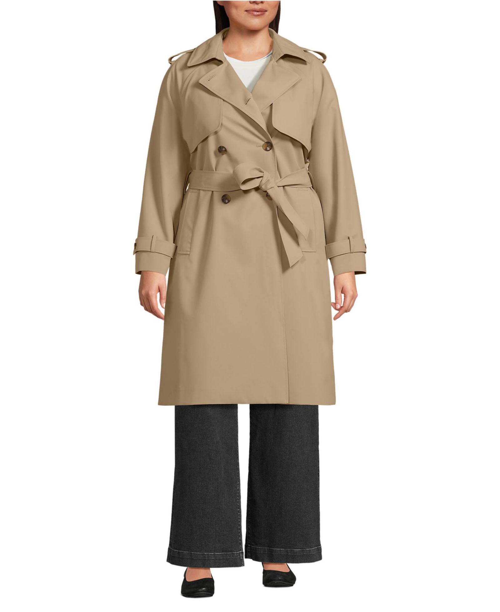 Плащ Lands' End Plus Size Squall водонепроницаемый современный тренч