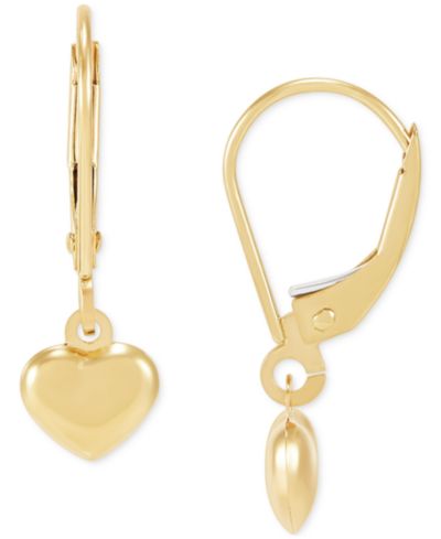 Серьги-подвески Small Heart Drop в 14k Yellow Gold