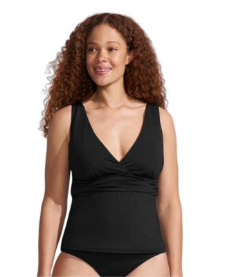 Lands' End Women's DD-Cup V-neck Plunge X Back Tankini Top