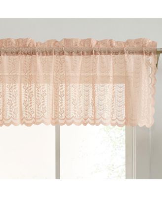 HLC.ME Sophia Floral Rod Pocket Lace Semi Sheer Voile Short Valance for Small Windows, Kitchen & Bathroom