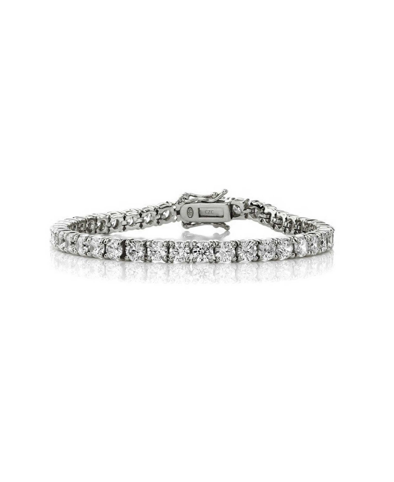 Genevive Classic Sterling Silver Radiant Cubic Zirconia Tennis Bracelet