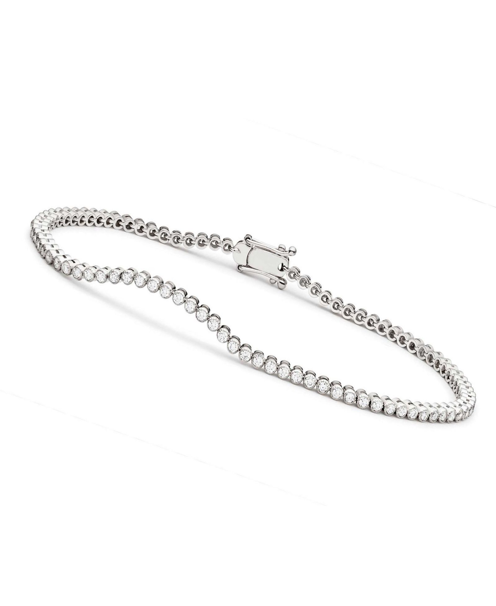 Genivev Minimalist White Gold Plated Brilliant CZ Bezel Tennis Bracelet