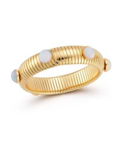 Rachel Zoe Plated Bold Tubogas Bangle Bracelet with Synthetic Moonstone