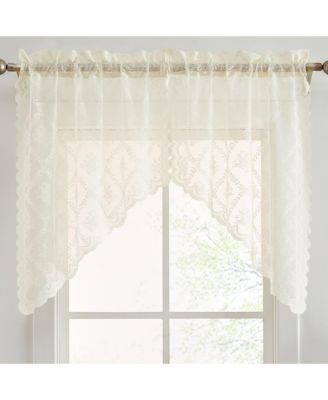 HLC.ME Isabella Floral Lace Rod Pocket Cafe Swag Curtain Set, 28" x 36"