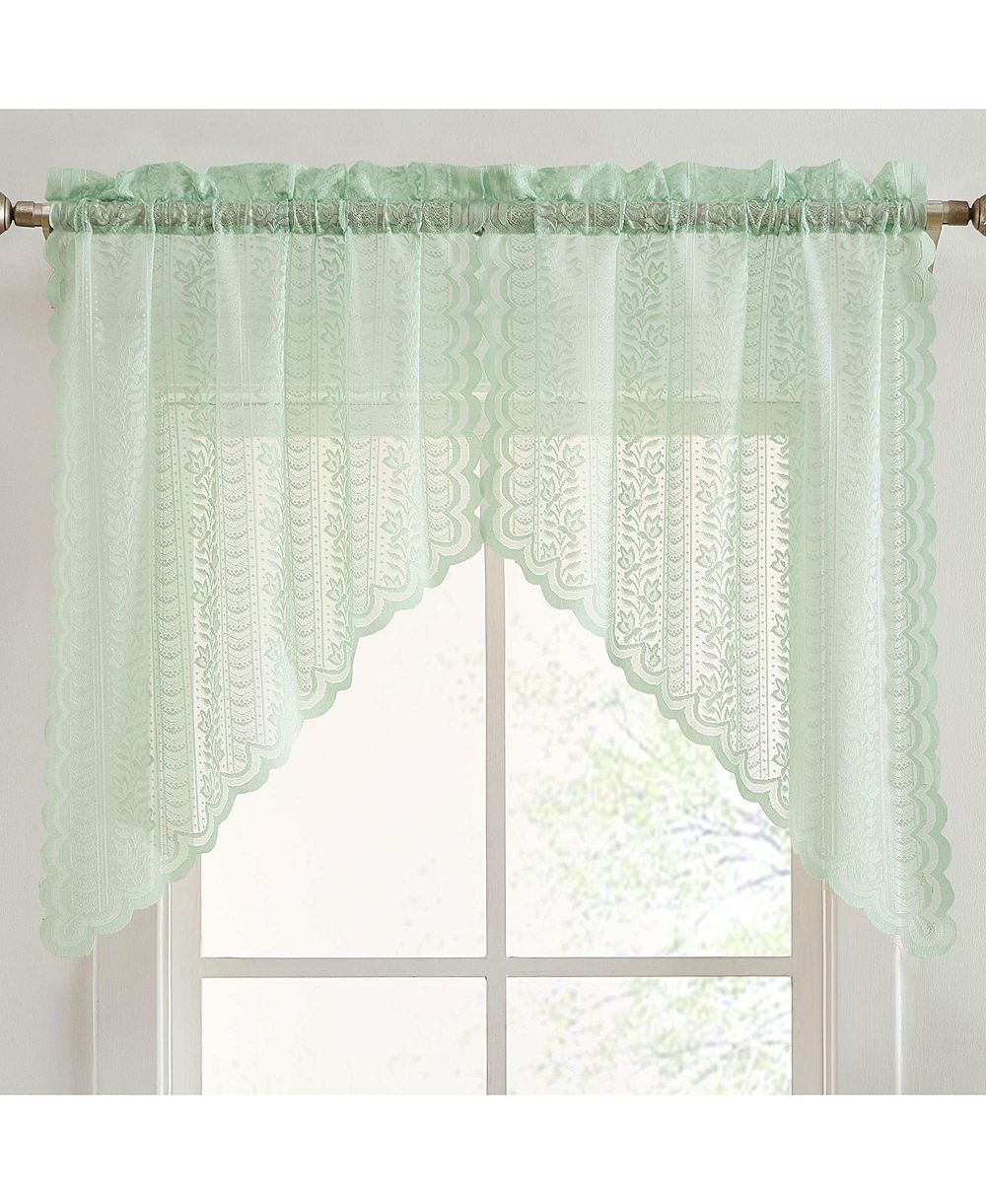 HLC.me Sophia Floral Rod Pocket Lace Short Cafe Swags for Small Windows Curtain