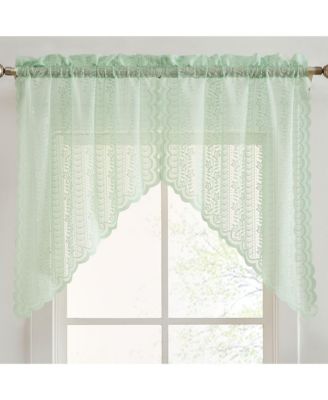 HLC.me Sophia Floral Rod Pocket Lace Short Cafe Swags for Small Windows Curtain