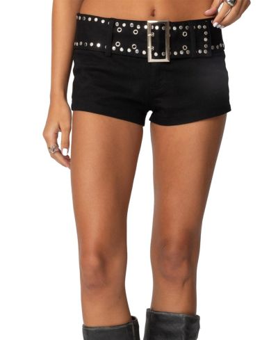 Женские джинсовые микро-шорты Edikted Studded Belt