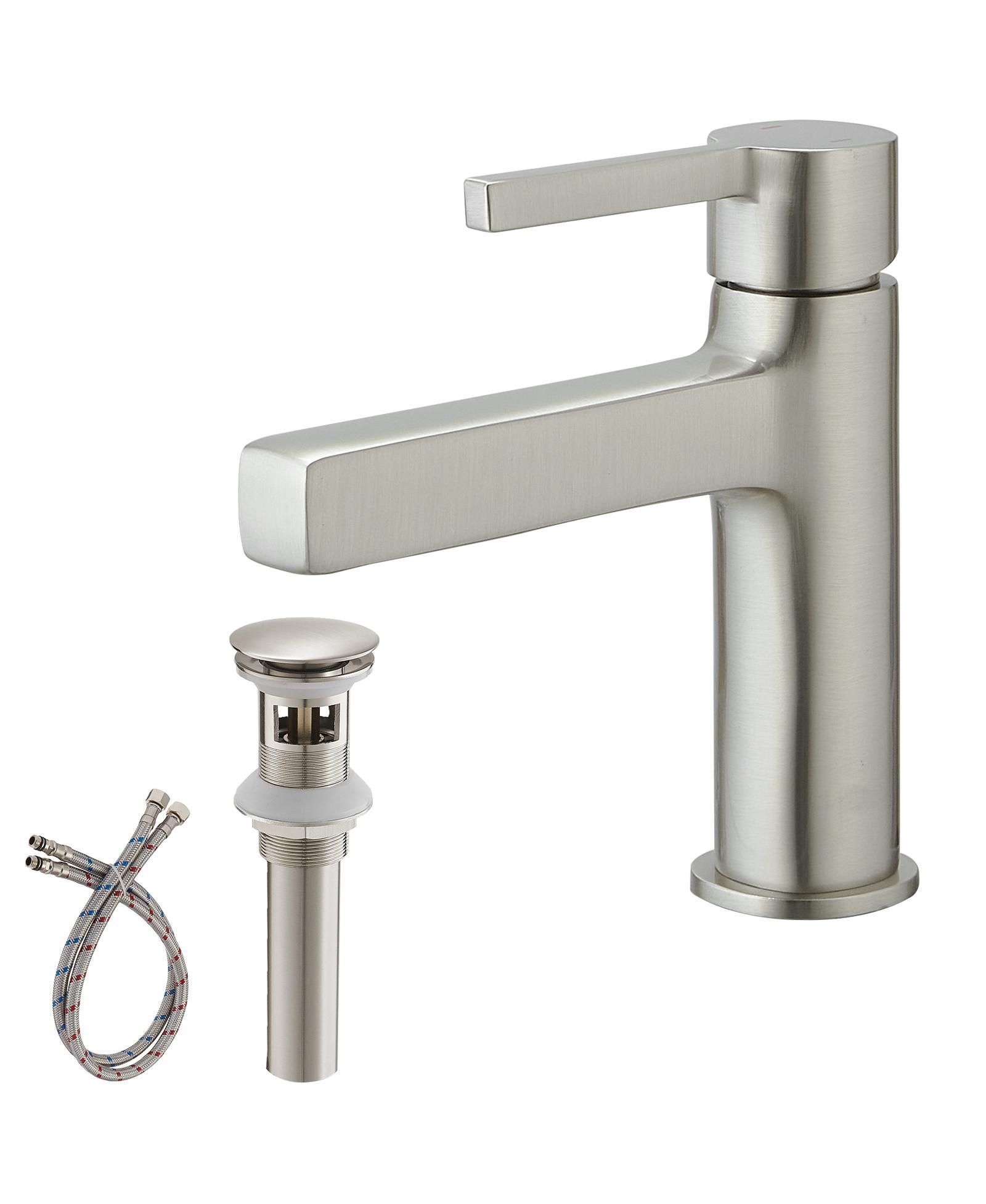 Greenspring Single Handle Single Hole Modern Bathroom Faucet Bathroom Drip-Free Vanity Sink Faucet in Brushed Nickel