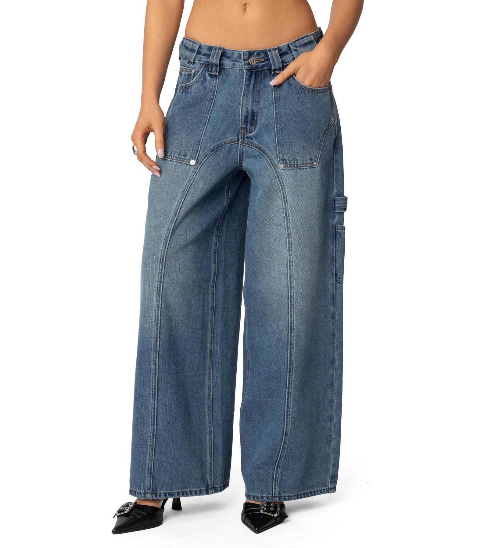 Edikted Women's Tal Baggy Low Rise Carpenter Jeans