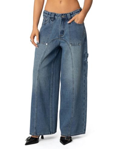 Edikted Women's Tal Baggy Low Rise Carpenter Jeans