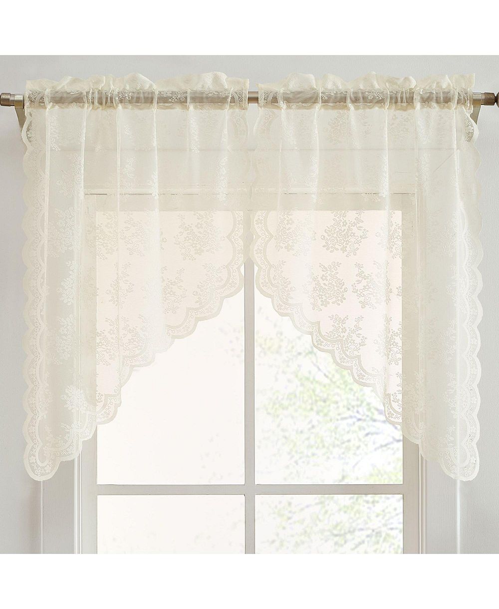 HLC.ME Короткие декоративные шторы для окон 28 x 36 дюймов (Ivory, 2 шт.)