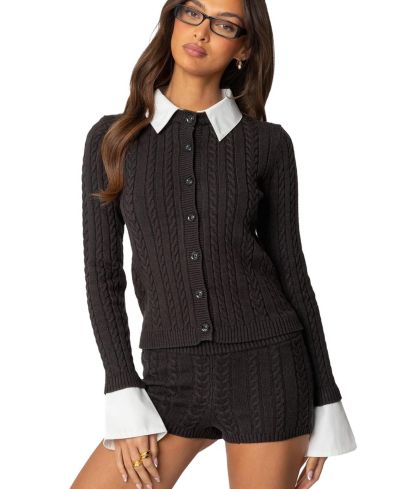 Edikted Women's Avey Detachable Cuff and Collar Cardigan