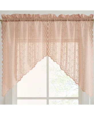 HLC.ME Sophia Floral Rod Pocket Lace Short Cafe Swags for Small Windows