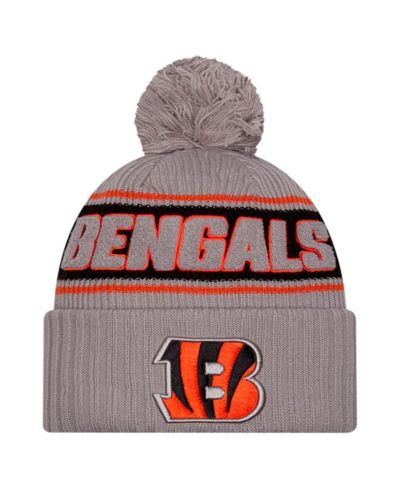 Мужская вязаная шапка New Era Cincinnati Bengals 2024 Sideline Sport с помпоном, серая