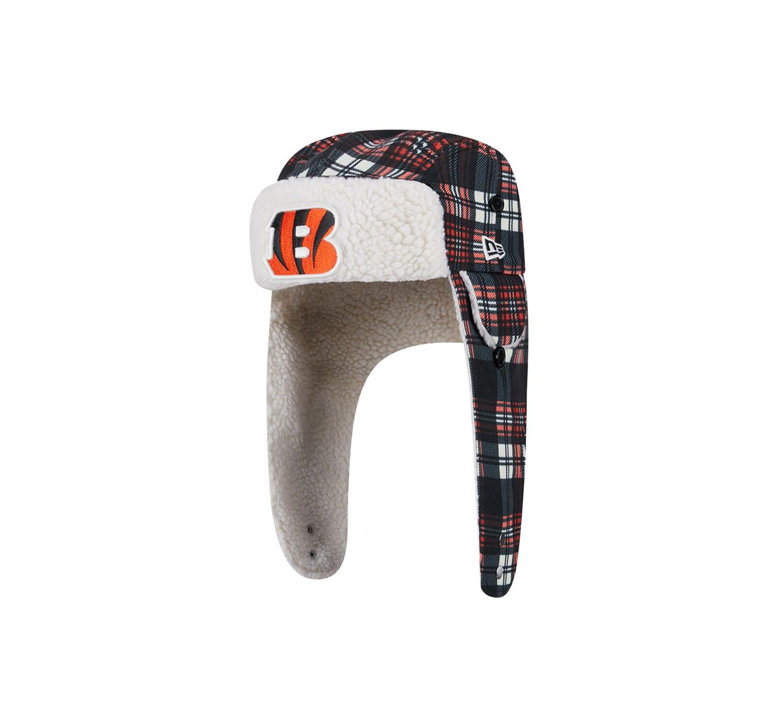 New Era кепка-шапка Sherpa Trapper Cincinnati Bengals Black Plaid