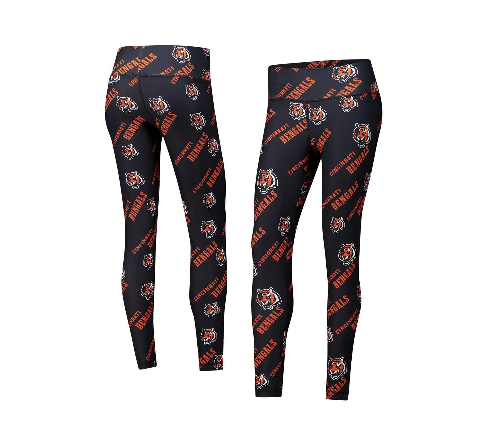 Concepts Sport Women's Black Cincinnati Bengals Breakthrough Allover Print Knit Sleep Leggings