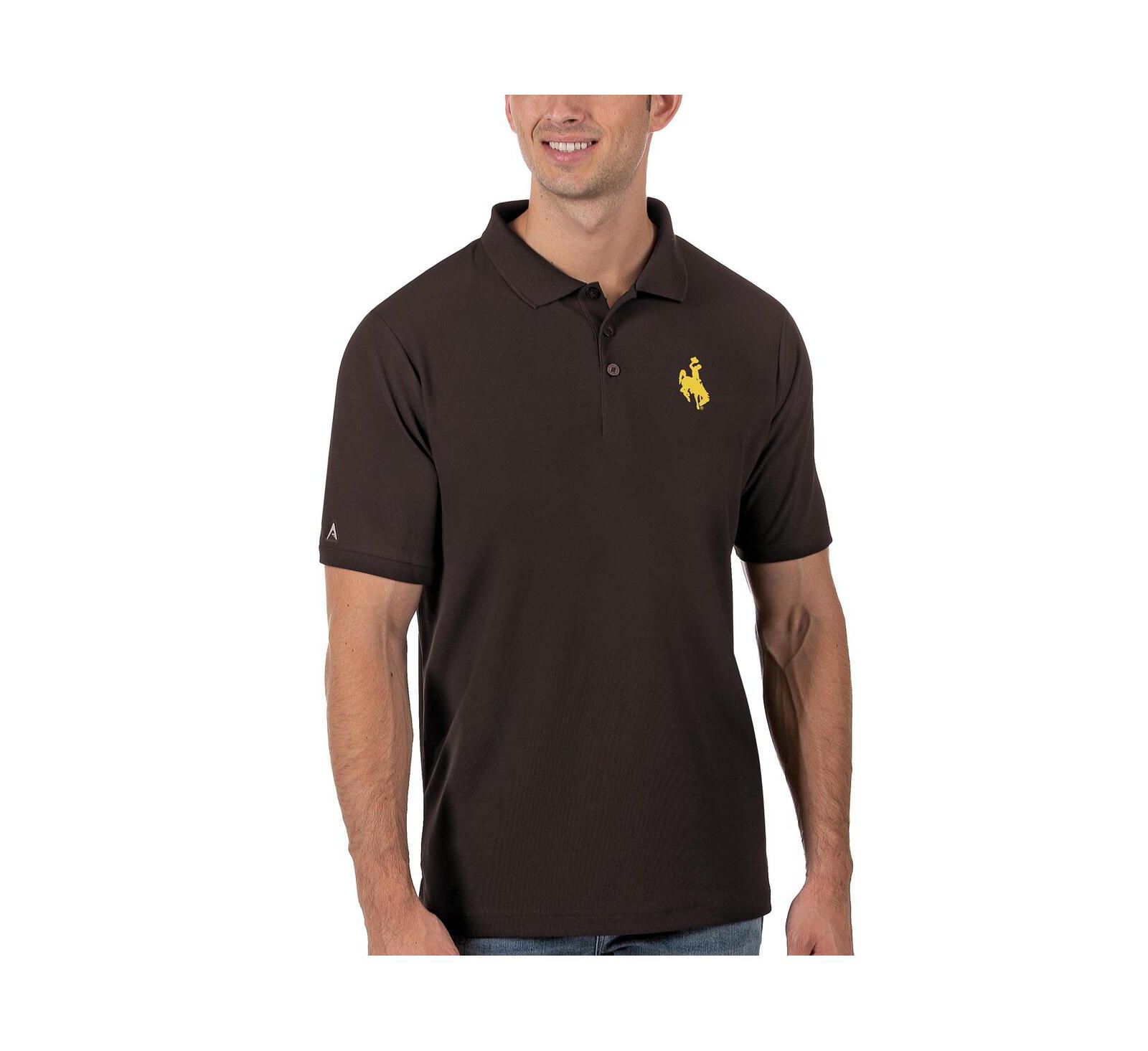 Antigua Men's Brown Wyoming Cowboys Legacy Pique Polo