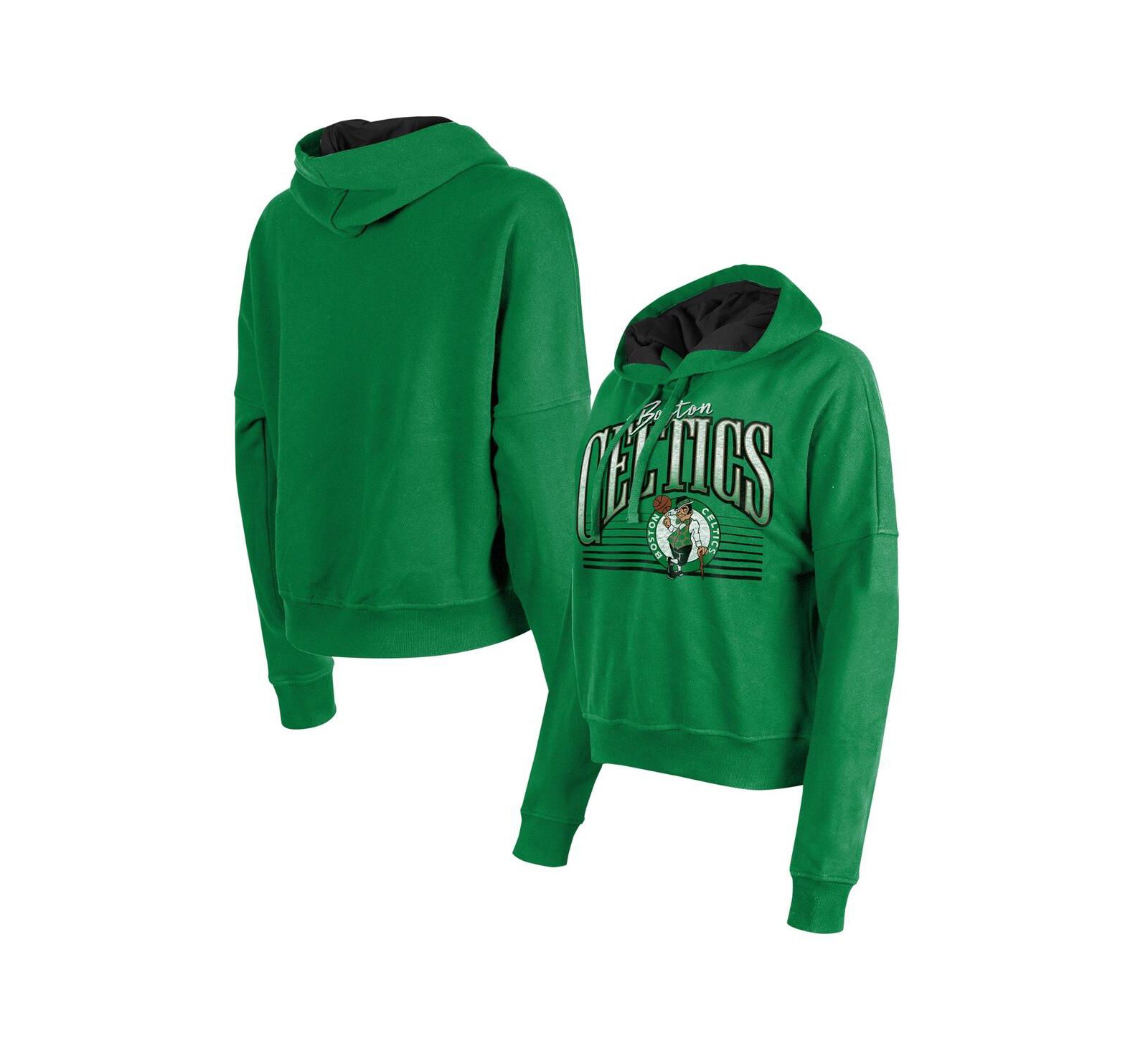 New Era женское худи Boston Celtics Kelly Green, укороченный крой