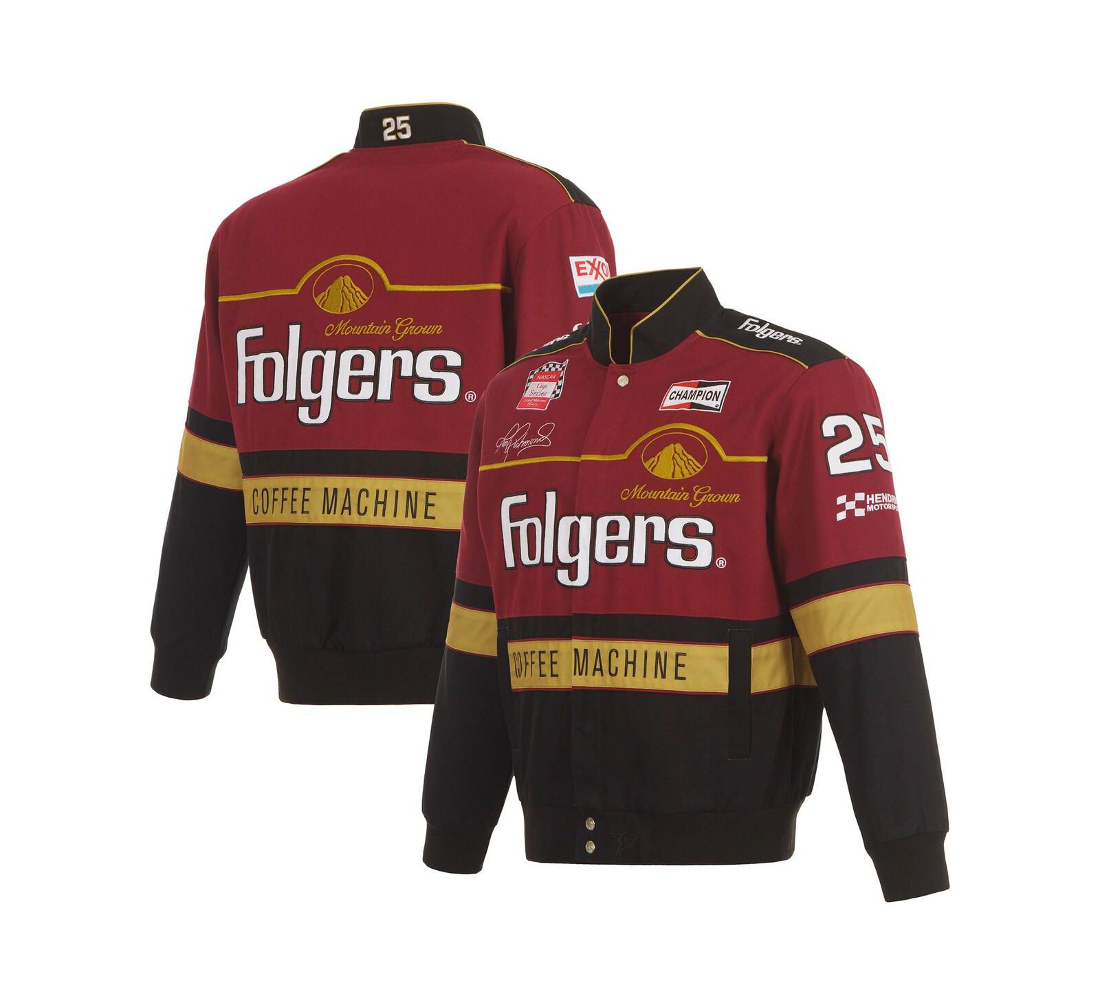 Мужская куртка JH Design Tim Richmond Folgers Twill Uniform Full-Snap, бордовая/черная