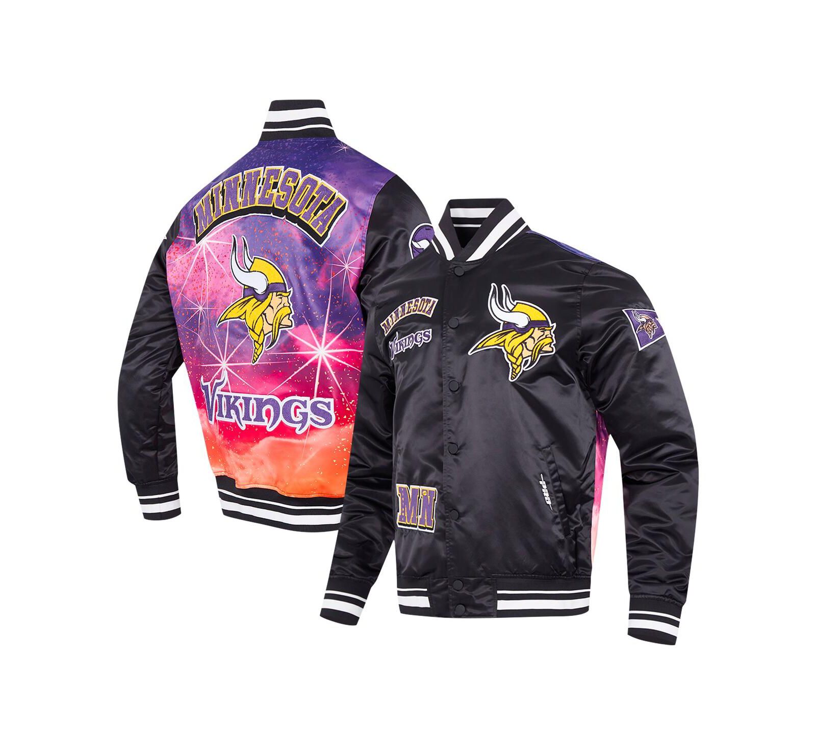 Pro Standard Men's Black Minnesota Vikings Sublimated Satin Full-Snap Jacket