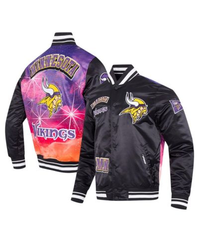 Pro Standard Мужская атласная куртка Minnesota Vikings с кнопками, черная