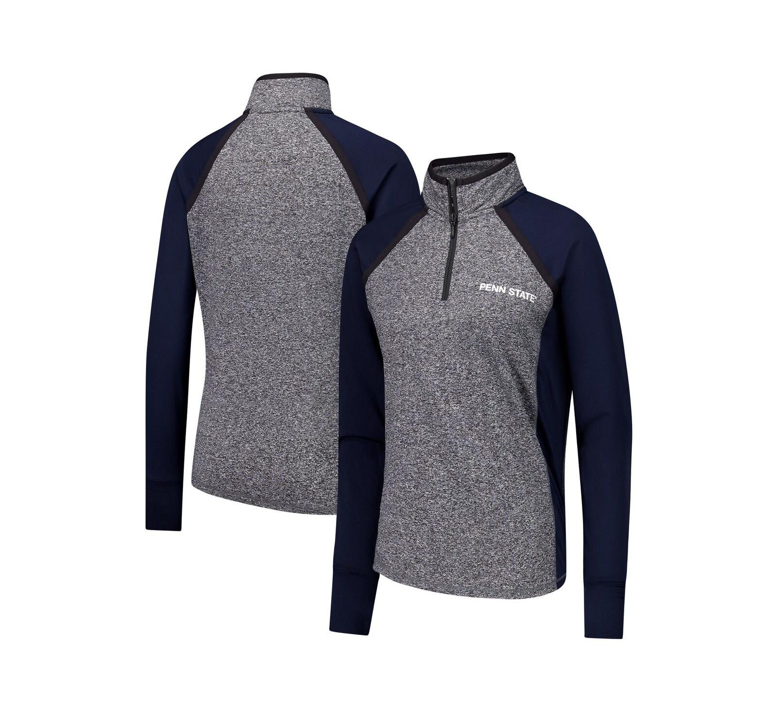 Camp David Women's Navy/Heather Gray Penn State Nittany Lions Finalist Raglan Quarter-Zip Jacket