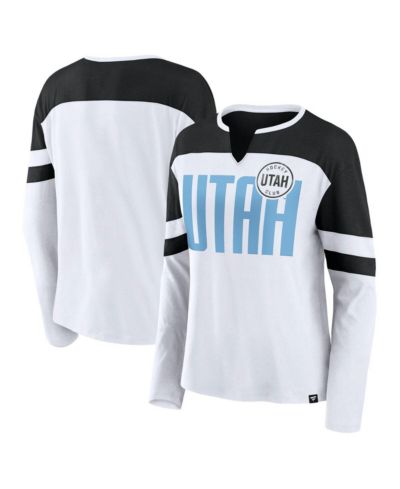Футболка Fanatics Women's White/Black Utah Hockey Club Frozen Notch Neck Long Sleeve