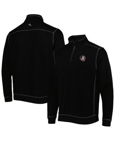 Мужская куртка Tommy Bahama Black Florida State Seminoles Sport Tobago Bay Tri-Blend Mock Neck Half-Zip