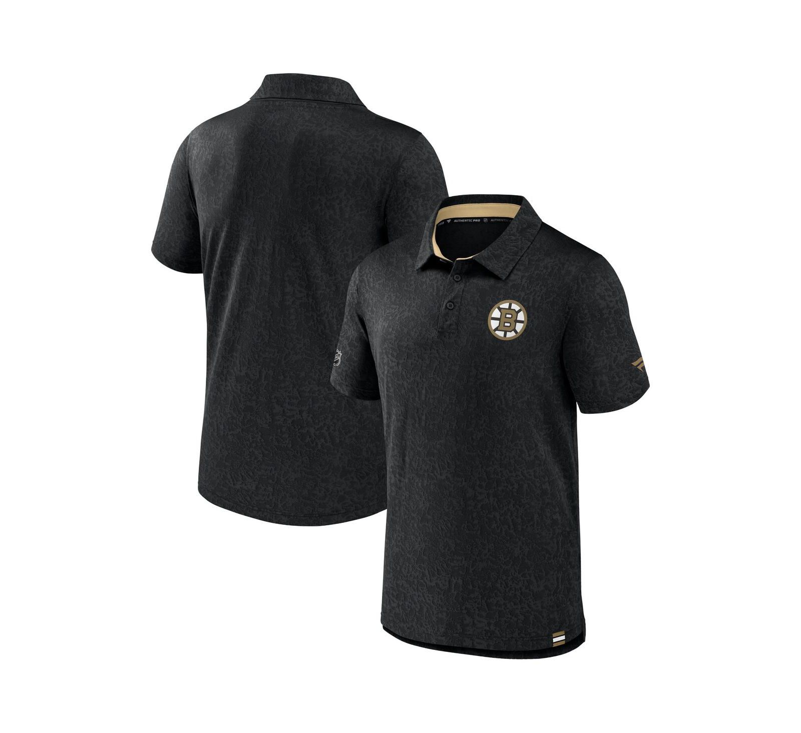 Fanatics Men's Black Boston Bruins Authentic Pro Jacquard Polo