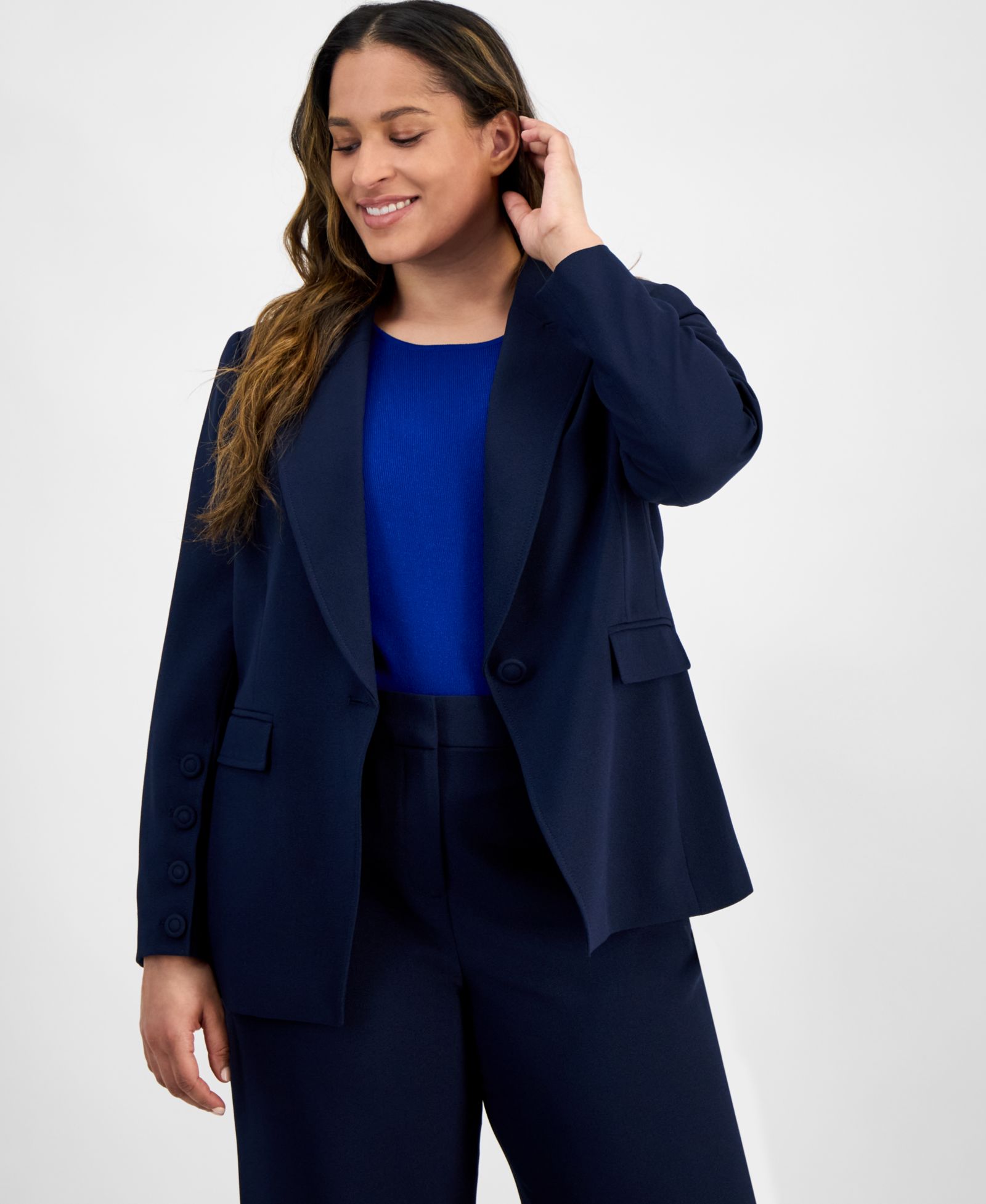 Блейзер Tahari ASL Plus Size Single-Button Crepe