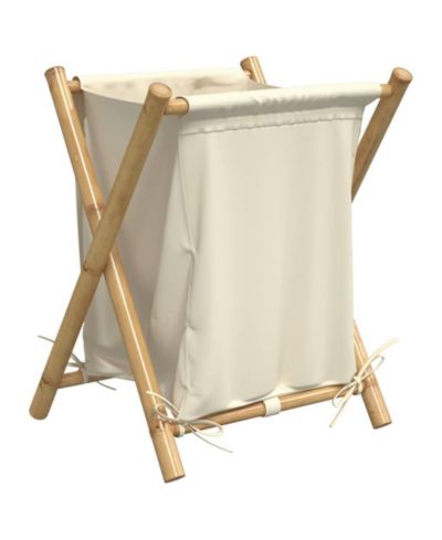 Laundry Basket Cream White 17.7"x21.7"x25" Bamboo